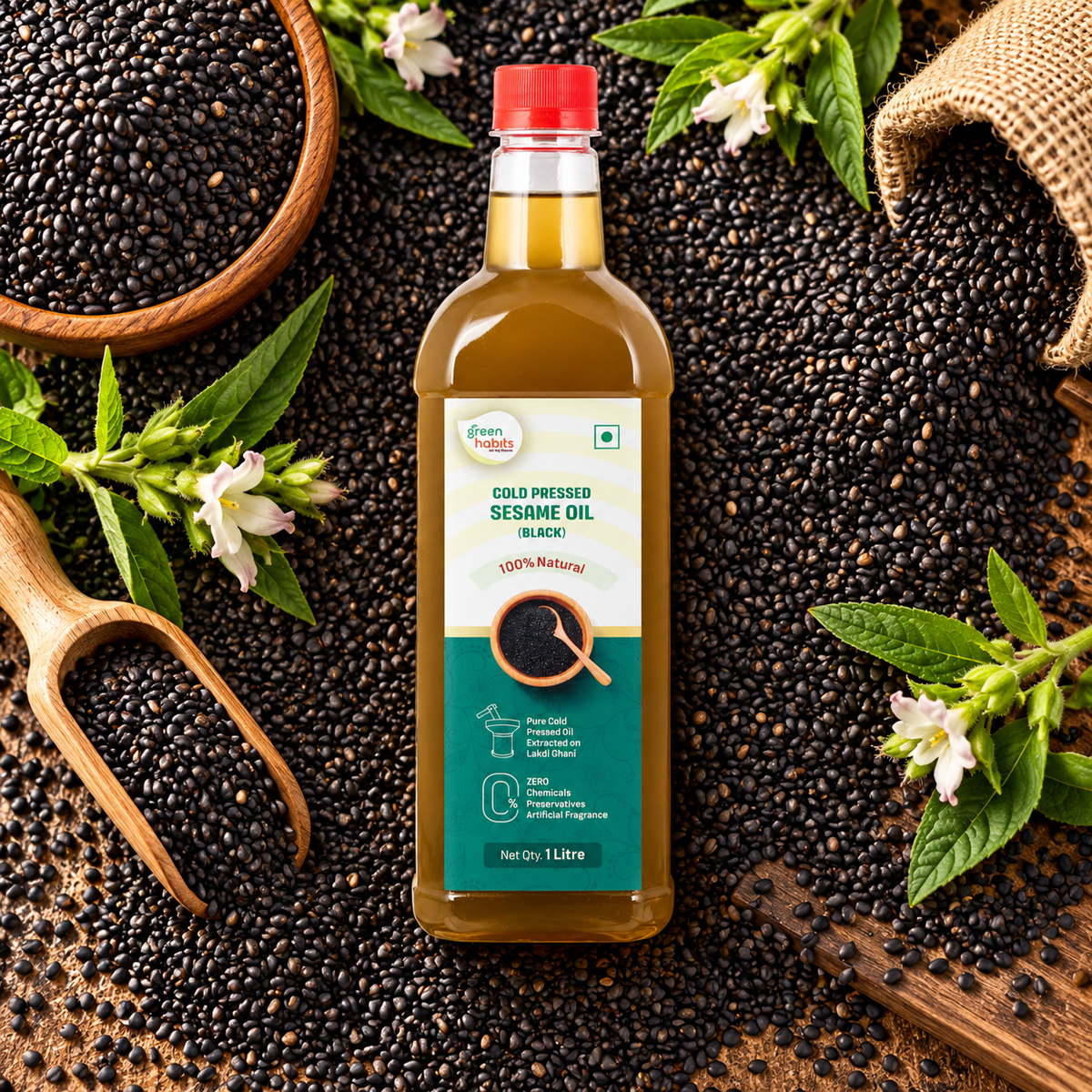 Green Habits Cold Pressed Unrefined Black Sesame Oil