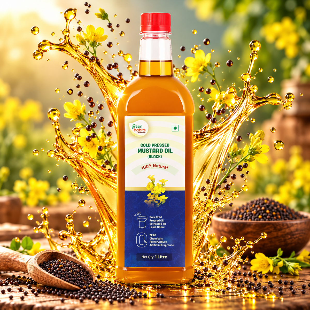 Green Habits Cold Pressed Unrefined Black Mustard Oil
