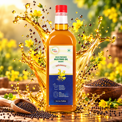 Green Habits Cold Pressed Unrefined Black Mustard Oil
