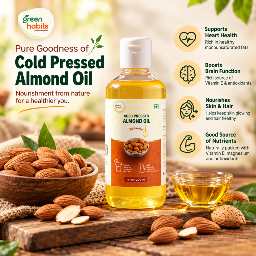 Green Habits Cold Pressed Unrefined Almond Oil