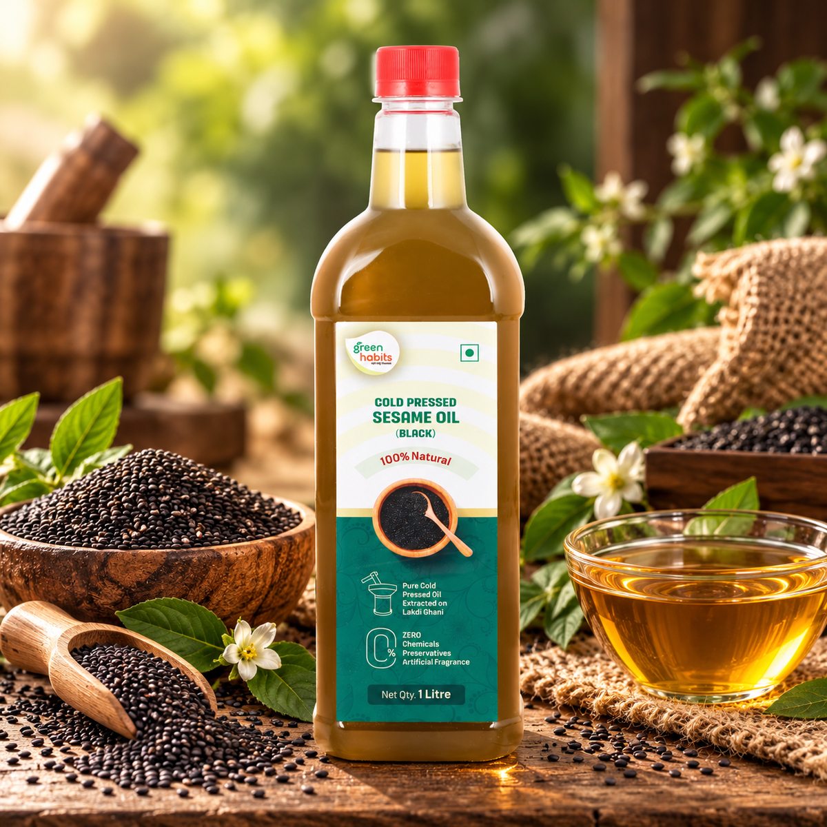 Green Habits Cold Pressed Unrefined Black Sesame Oil