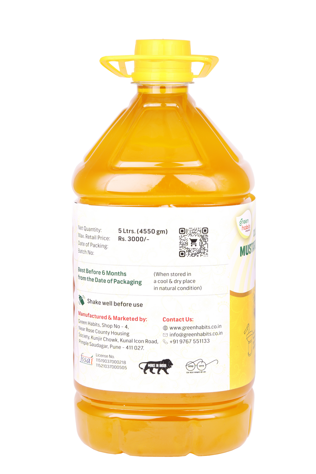 Green Habits Cold Pressed Unrefined Yellow Mustard