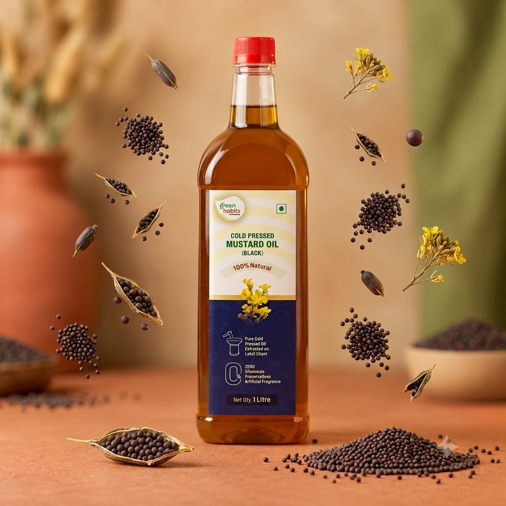 Green Habits Cold Pressed Unrefined Black Mustard Oil