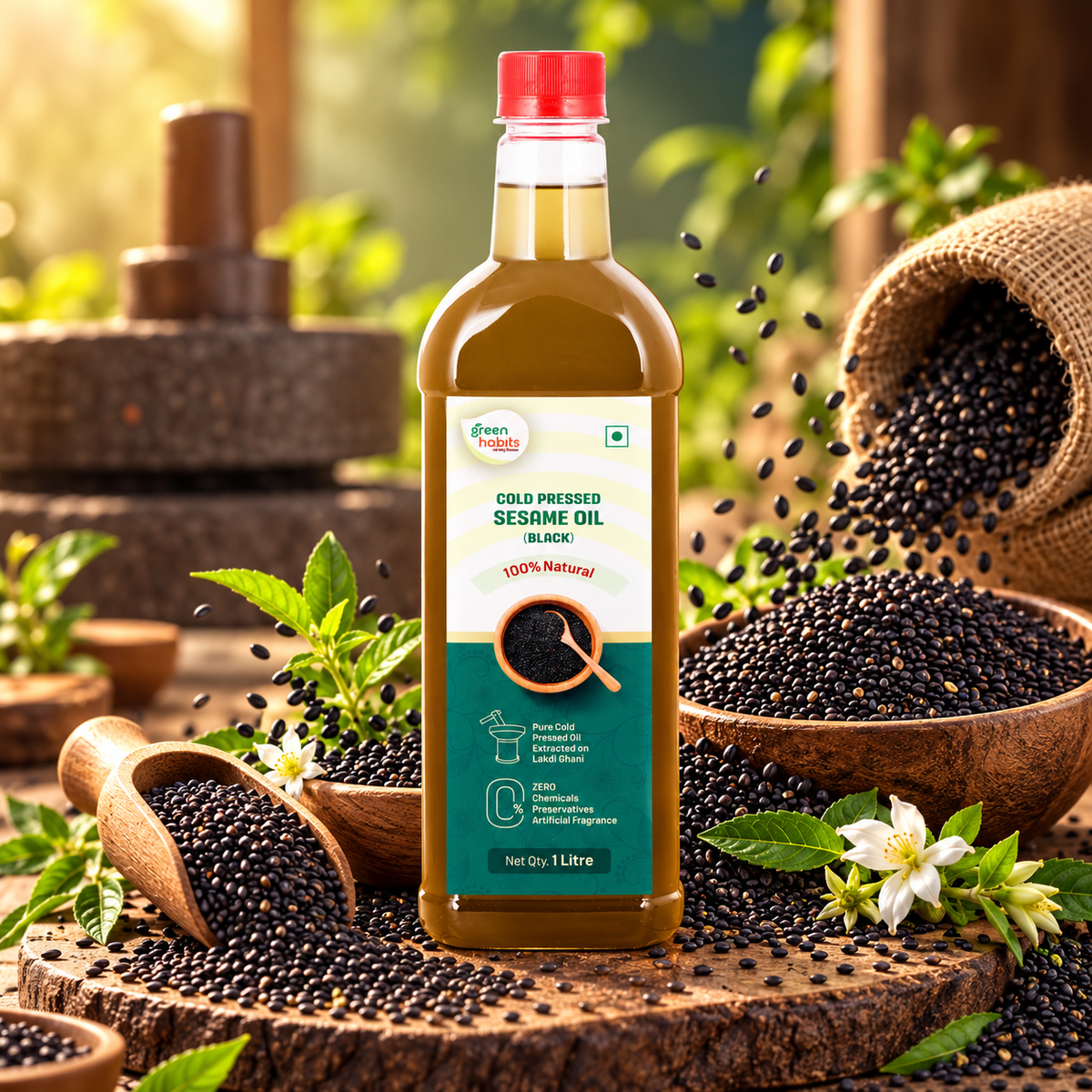 Green Habits Cold Pressed Unrefined Black Sesame Oil