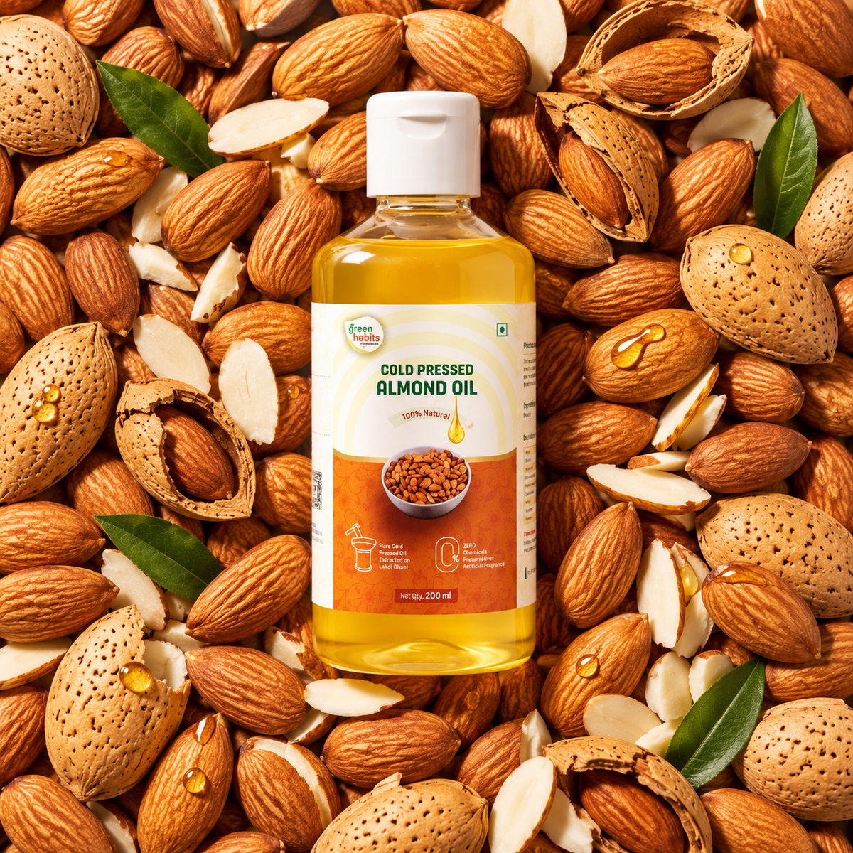 Green Habits Cold Pressed Unrefined Almond Oil